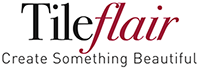 Logo of Tileflair featuring the brand name in a modern serif font. The letters "Tile" are in black, and "flair" in dark red. Below the brand name is the tagline "Create Something Beautiful" in smaller black text.